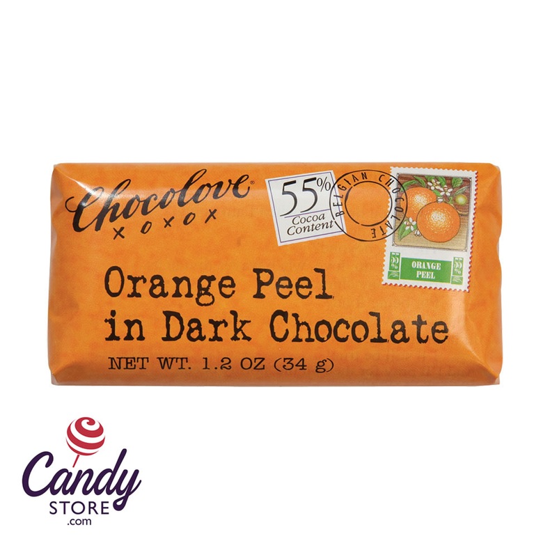Chocolove Xoxo Orange Peel Dark Chocolate Mini Bars – 12ct