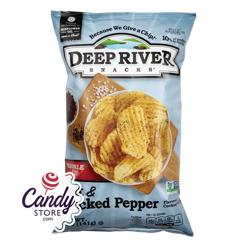 Deep River Salt & Cracked Pepper Krinkle Cut Kettle Chips 5oz Bags – 12ct