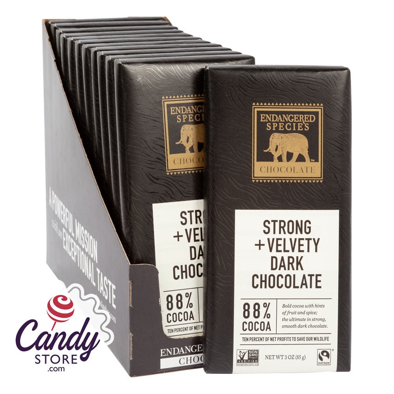 Endangered Species 88% Dark Chocolate 3oz Bar – 12ct