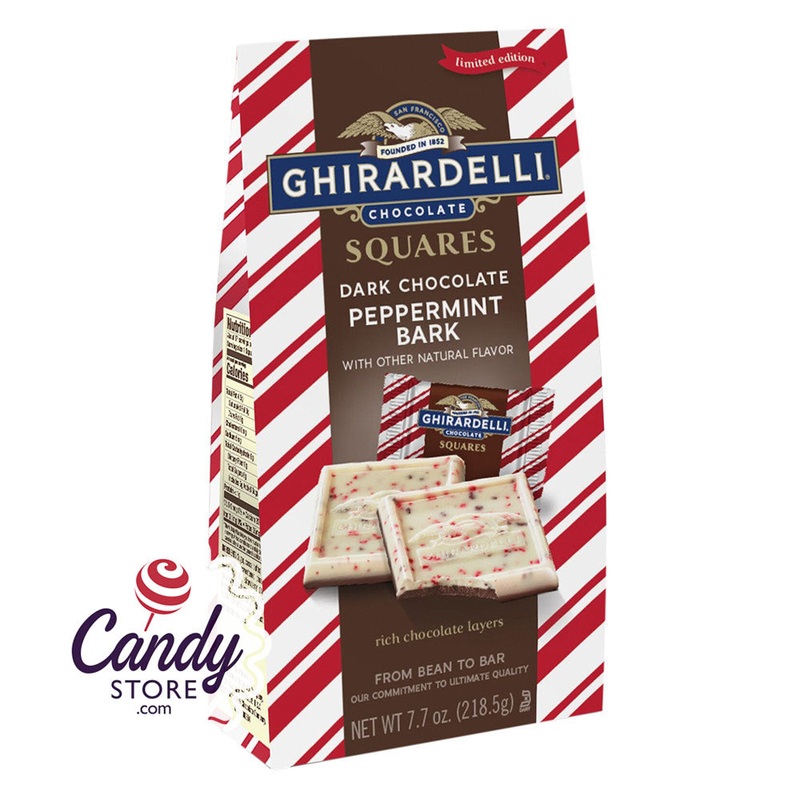 Ghirardelli Dark Chocolate Peppermint Bark Squares 7.7oz Bags – 12ct