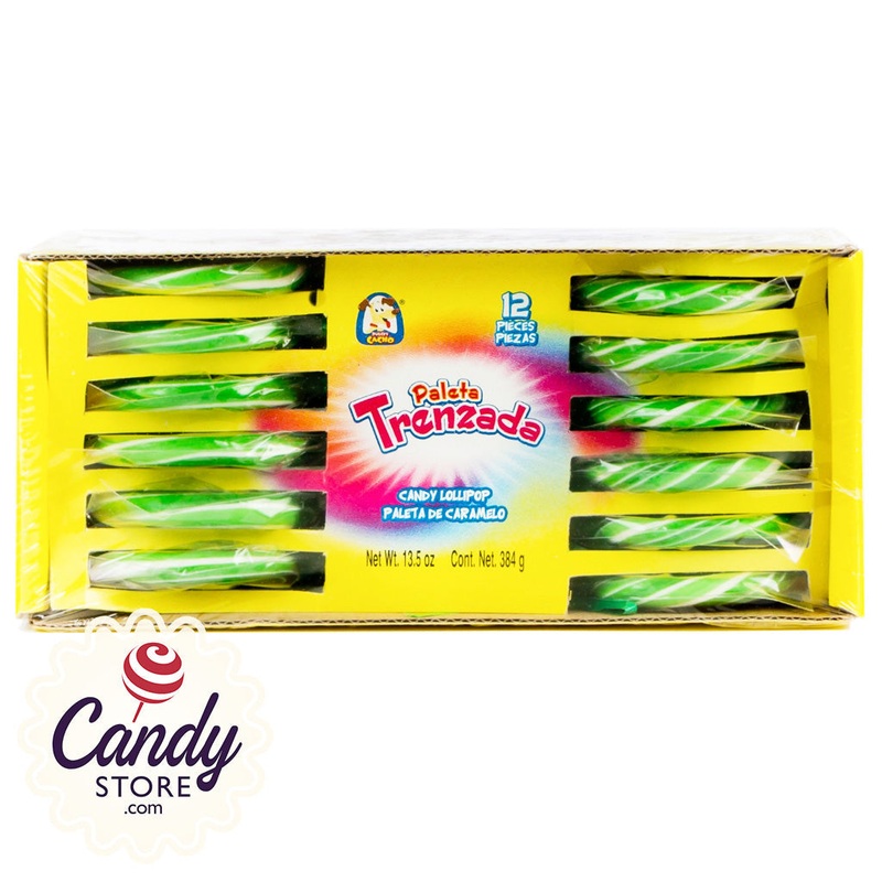 Green Swirl Pops Paleta Trenzada – 12ct