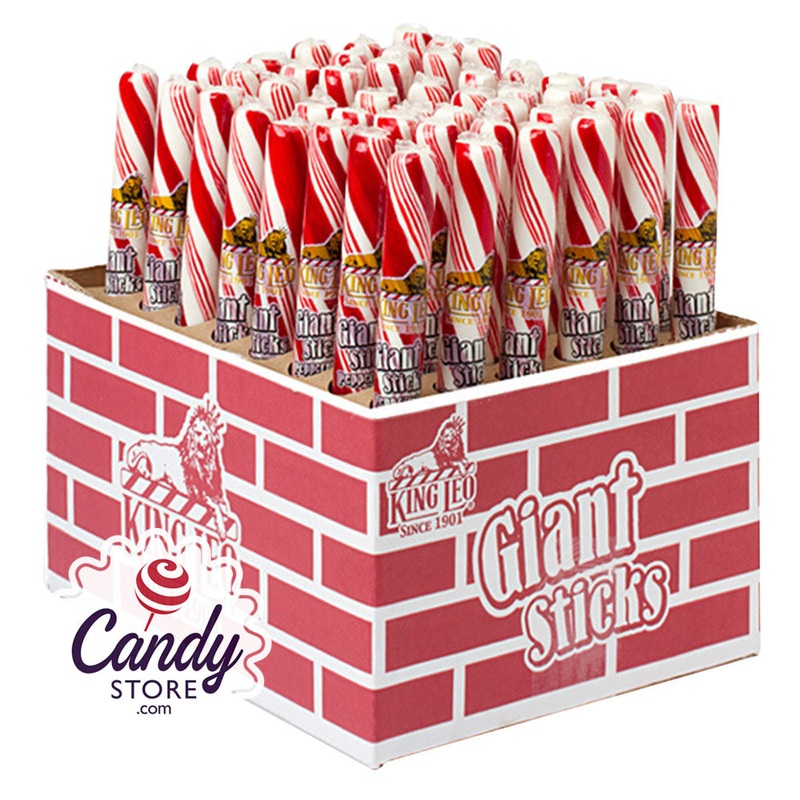 King Leo Giant Red And White Peppermint Stick 3.5oz – 48ct