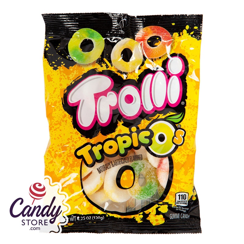 Trolli Gummy Tropic O’s 4.25oz Peg Bag – 12ct