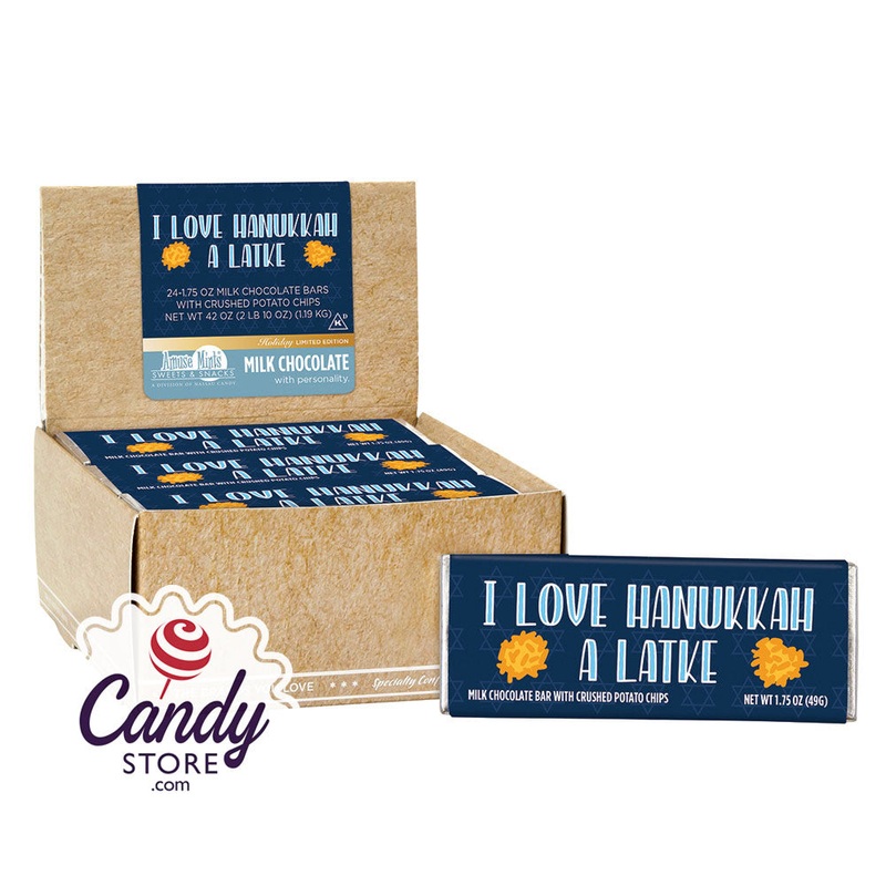 Amusemints Hanukkah Love A Latke Milk Chocolate With Potato Chips 1.75oz Bar – 21ct