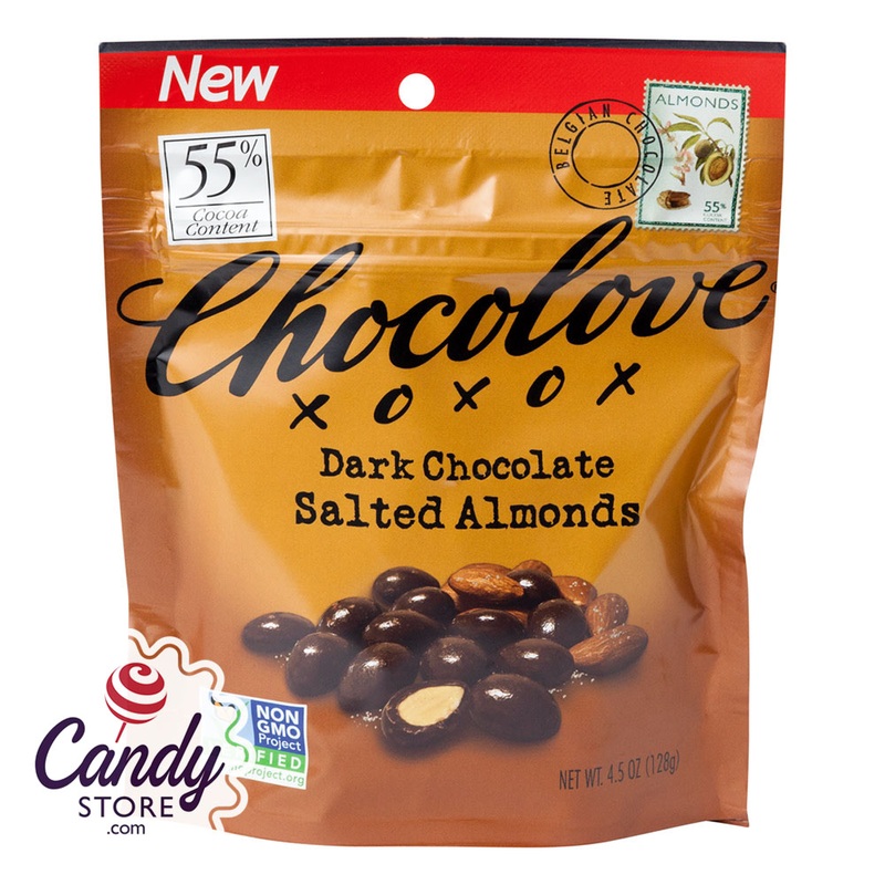 Dark Chocolate Chocolove Salted Almonds 4.5oz Pouch – 8ct