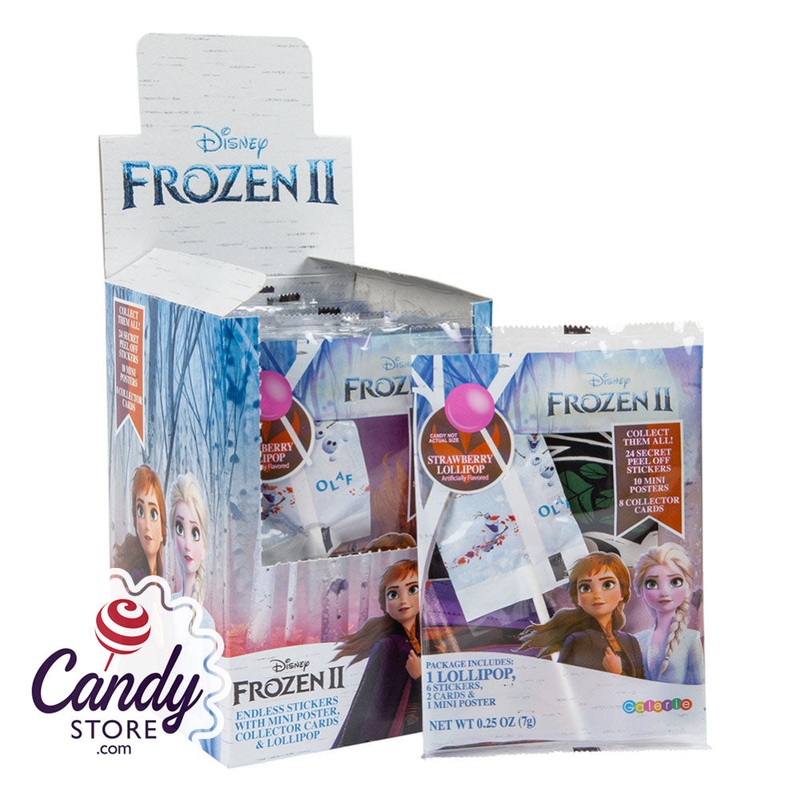Disney Frozen 2 Secret Bag With Stickers, Cards, Lollipop & Poster 0.25oz – 24ct