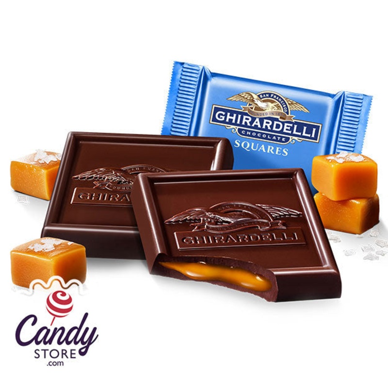 Ghirardelli Dark Chocolate and Sea Salt Caramel Squares Caddy – 50ct