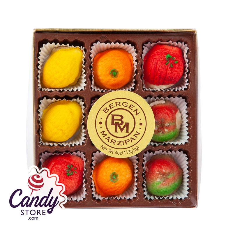 Marzipan Fruit Candy 9-Piece Gold Boxes – 24ct
