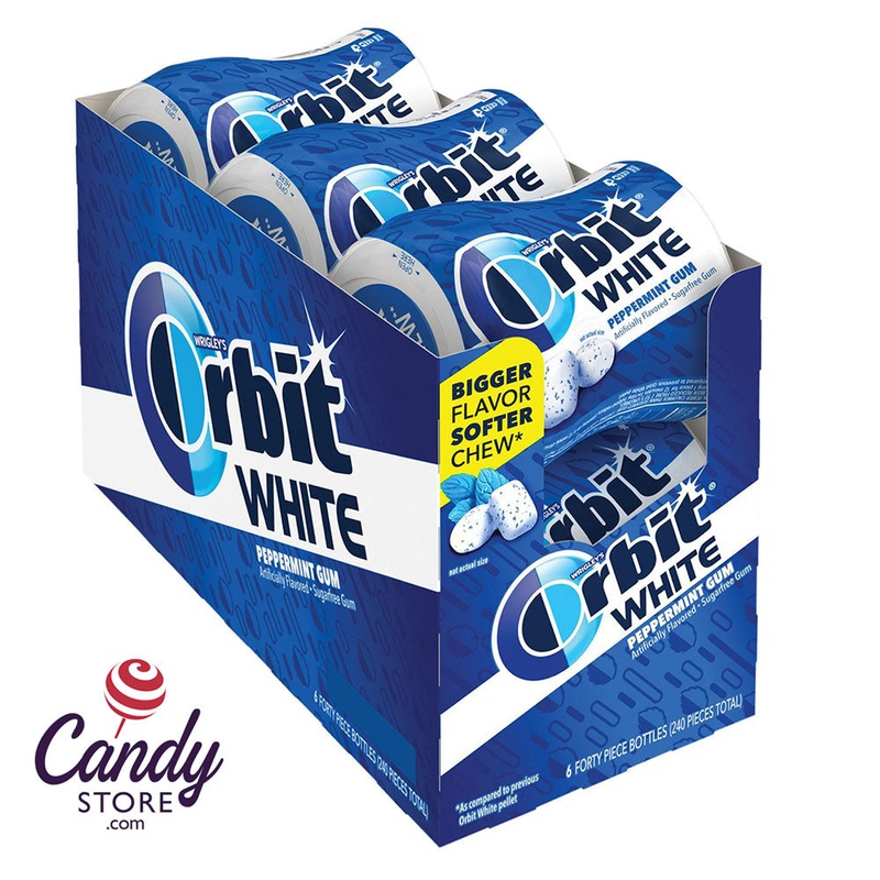 Orbit White Peppermint Sugar Free Gum 40-Piece Bottle – 6ct