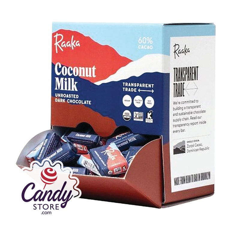 Raaka Mini Bars 60% Dark Chocolate With Coconut Milk 0.28oz – 1000ct