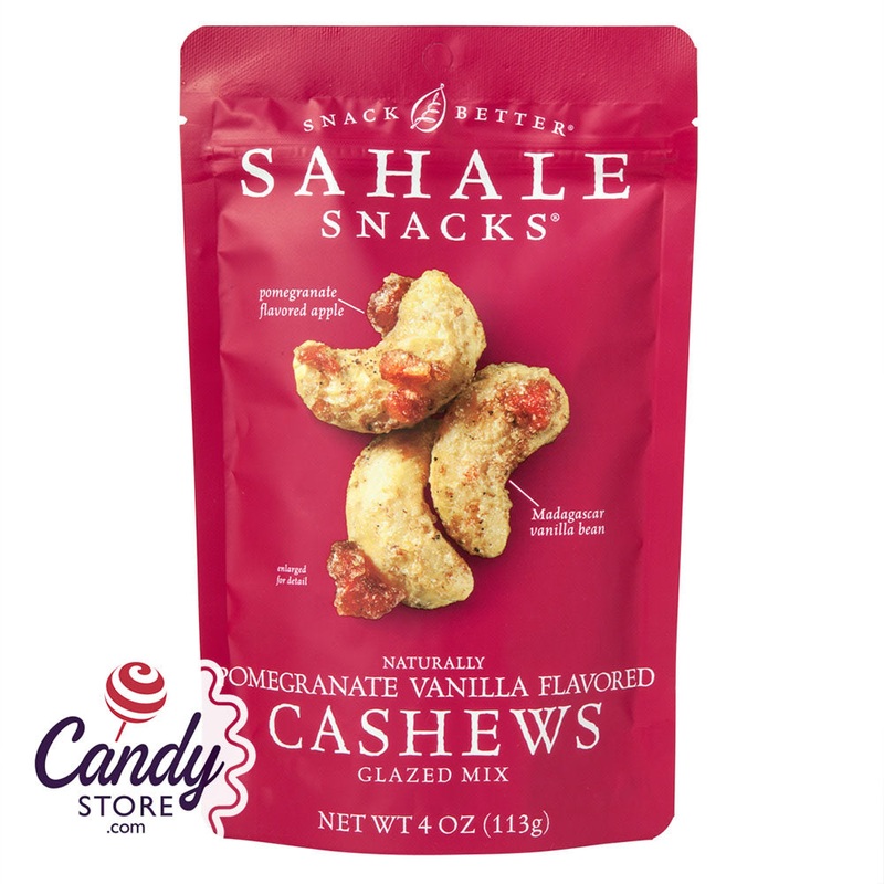 Sahale Glazed Pomegranate Vanilla Flavored Cashews 4oz Pouch – 6ct