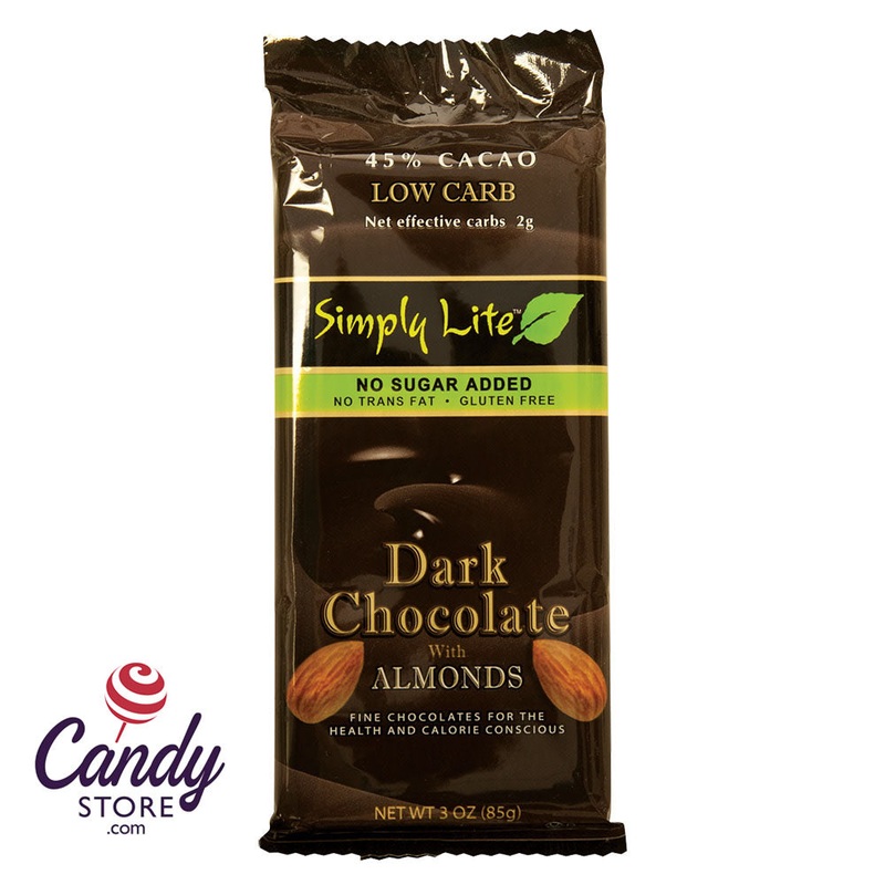Simply Lite No Sugar Added Dark Chocolate Almond 3oz Bar – 9ct