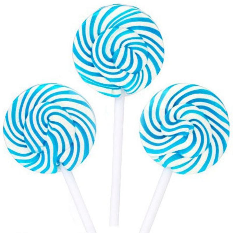 Blue & White Squiggly Pops Lollipops – 48ct