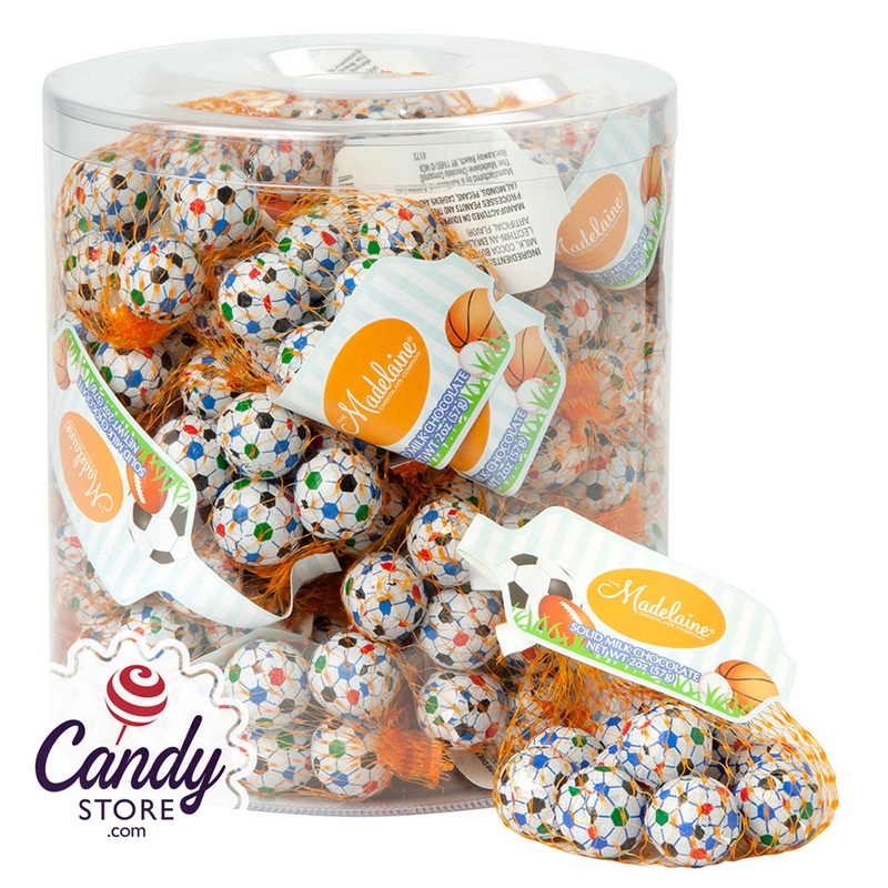 Chocolate Soccer Balls Foiled Mesh Bag by Madelaine – 24ct