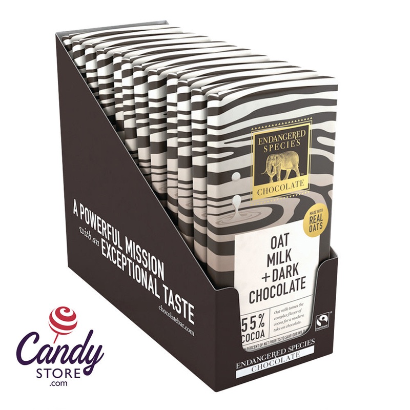Endangered Species Dark Chocolate Zebra Vegan Oat Milk Bar – 12ct