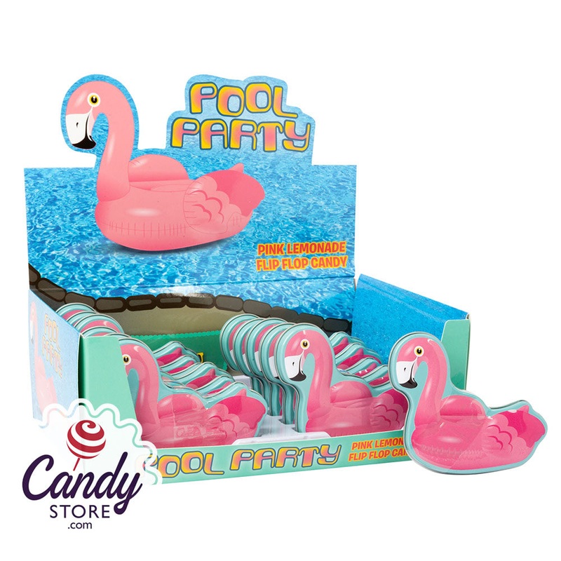 Flamingo Pool Party Candy Flip Flops – 12ct Tins