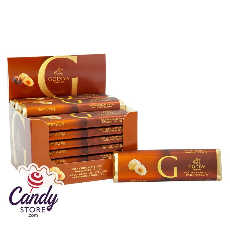 Godiva Milk Chocolate With Hazelnut Filling 1.5oz Bar – 24ct
