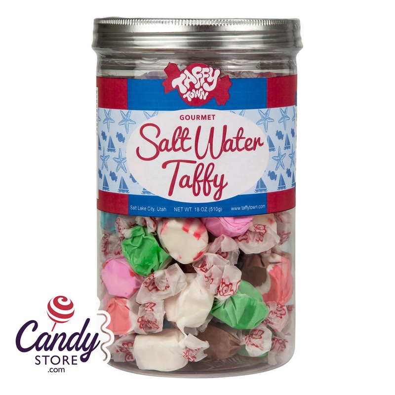Taffy Town Assorted Salt Water Taffy 18oz Canister – 6ct