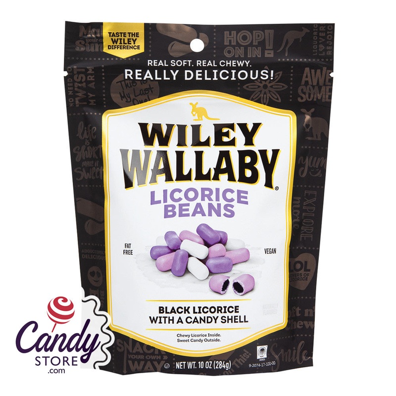 Wiley Wallaby Licorice Beans w Candy Shell – 10ct Pouches