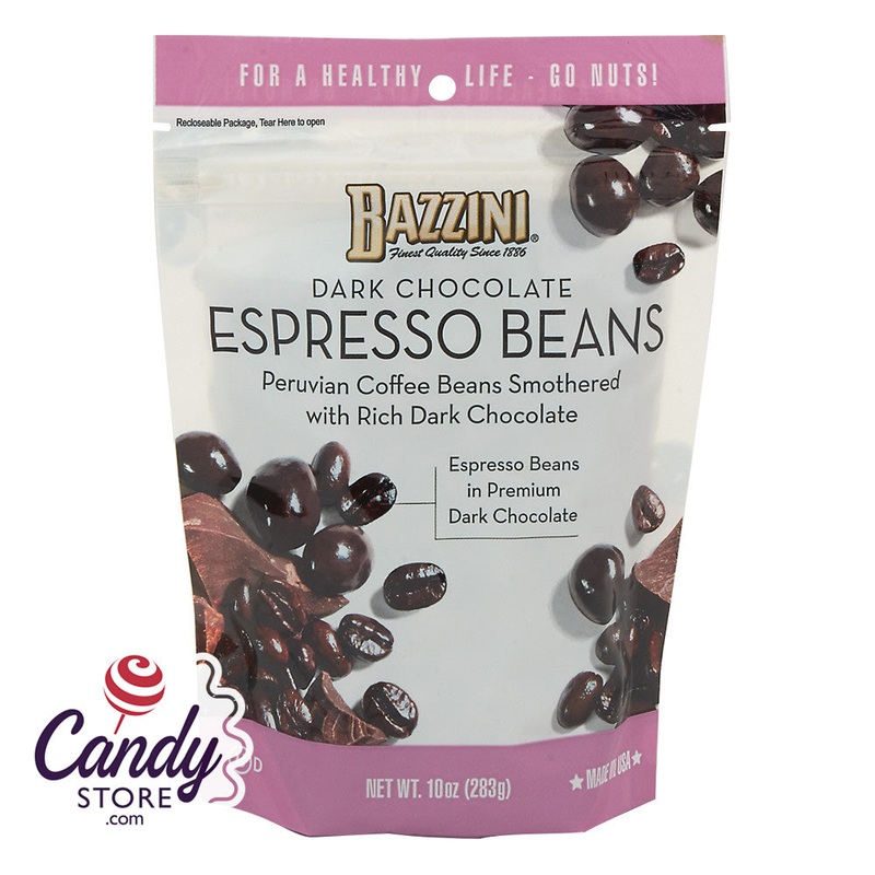 Dark Chocolate Espresso Beans Bazzini 10oz Pouch – 8ct