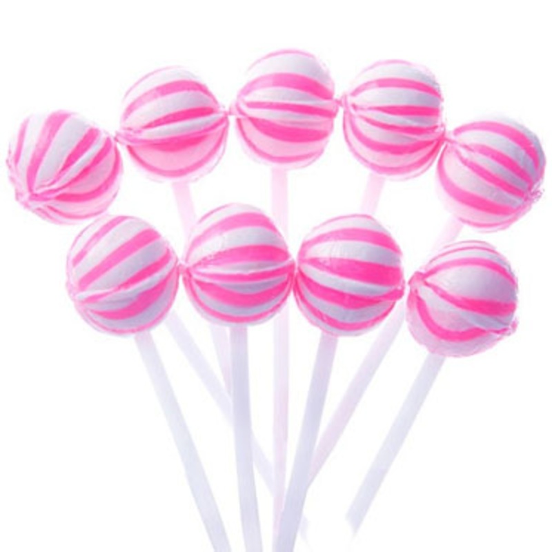 Pink Striped Ball Petite Lollipops – 400ct