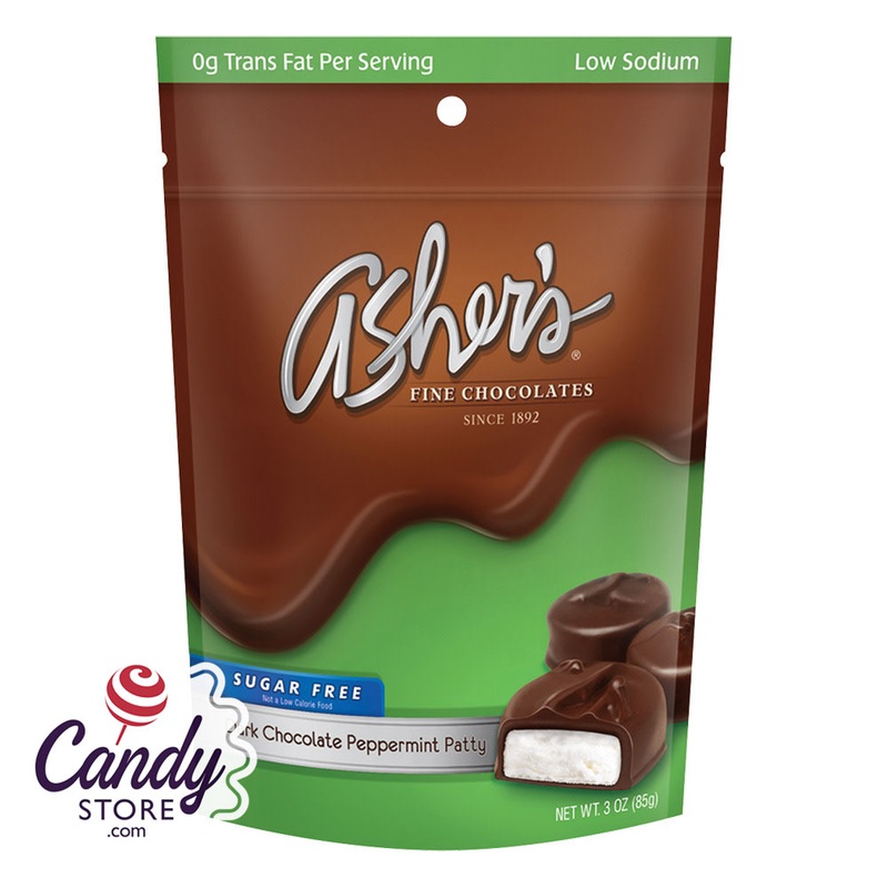 Sugar Free Dark Chocolate Mint Patties 3oz Bag Asher’s – 12ct