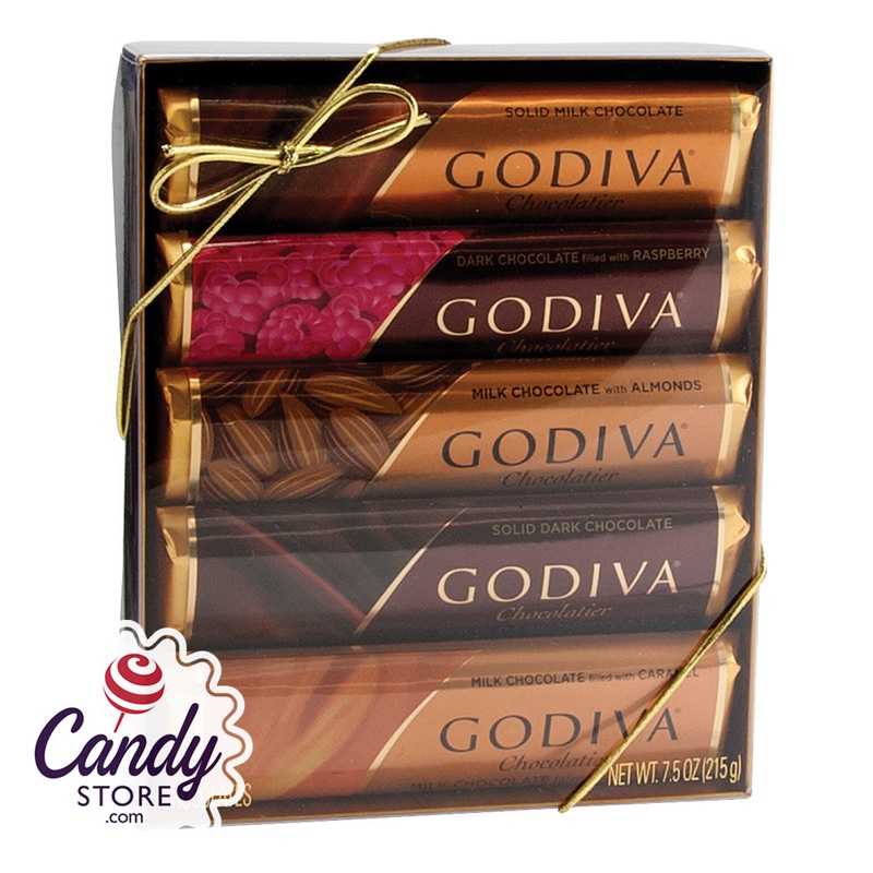 Assorted Godiva Chocolate Bars 5-Piece Gift Pack 7.5oz Acetate – 12ct
