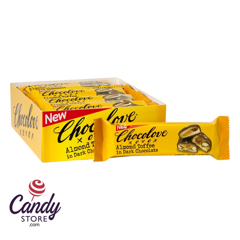 Dark Chocolate Almond Toffee Chocolove Bars – 12ct