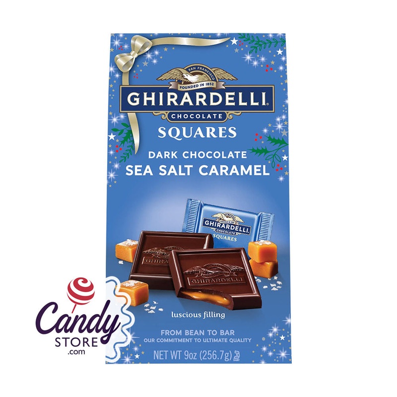 Ghirardelli Dark Chocolate Sea Salt Caramel Square 9oz Large Bags – 12ct