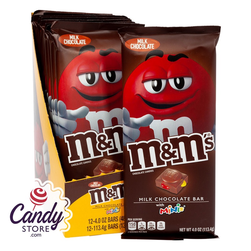 M&M’s Milk Chocolate Bar With Minis 4oz Bar – 12ct