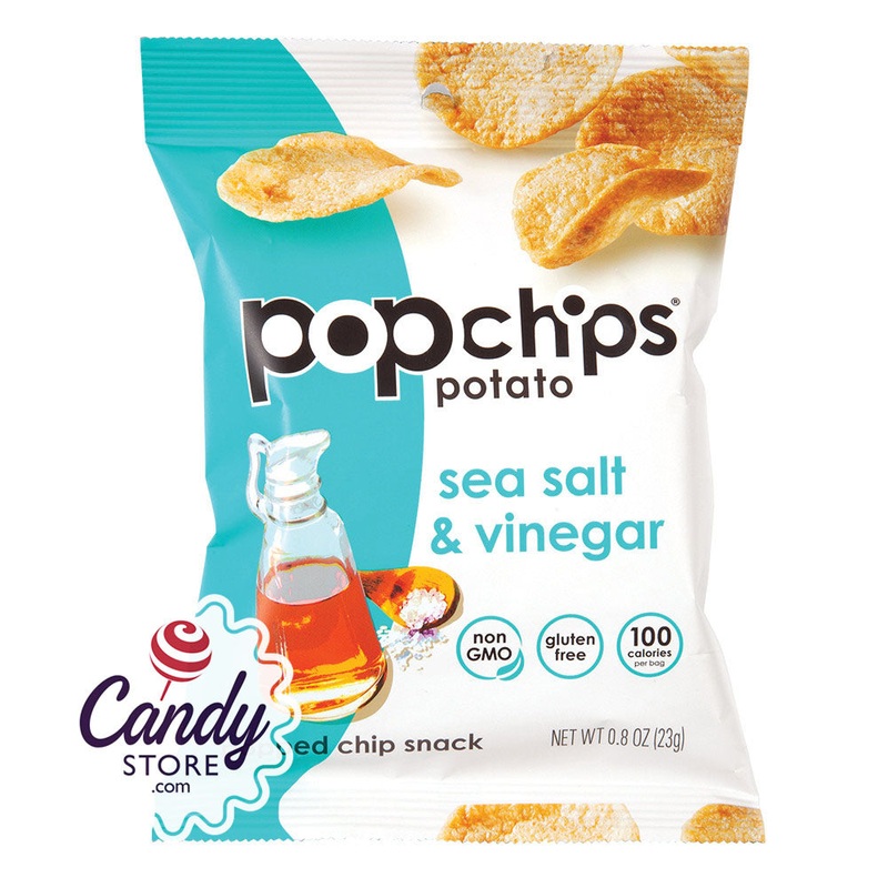 Popchips Sea Salt & Vinegar 0.8oz Pouch – 24ct