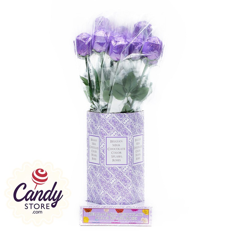 Purple Foil Milk Chocolate Roses – 20ct