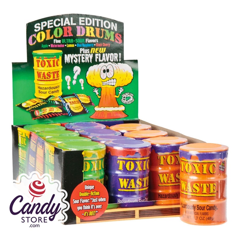 Toxic Waste Sour Candy Color Drums – 12ct