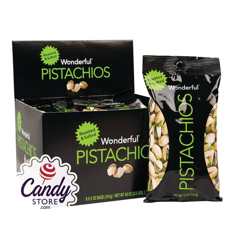 Wonderful Roasted & Salted Pistachios 5oz Bags – 8ct