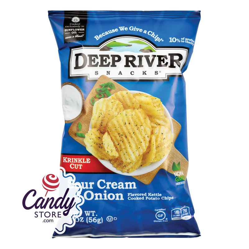 Deep River Sour Cream & Onion Krinkle Cut Kettle Chips 2oz Bags – 24ct