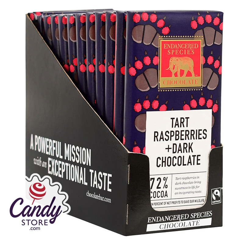 Endangered Species Chocolate Bars Dark Raspberry 3oz – 12ct