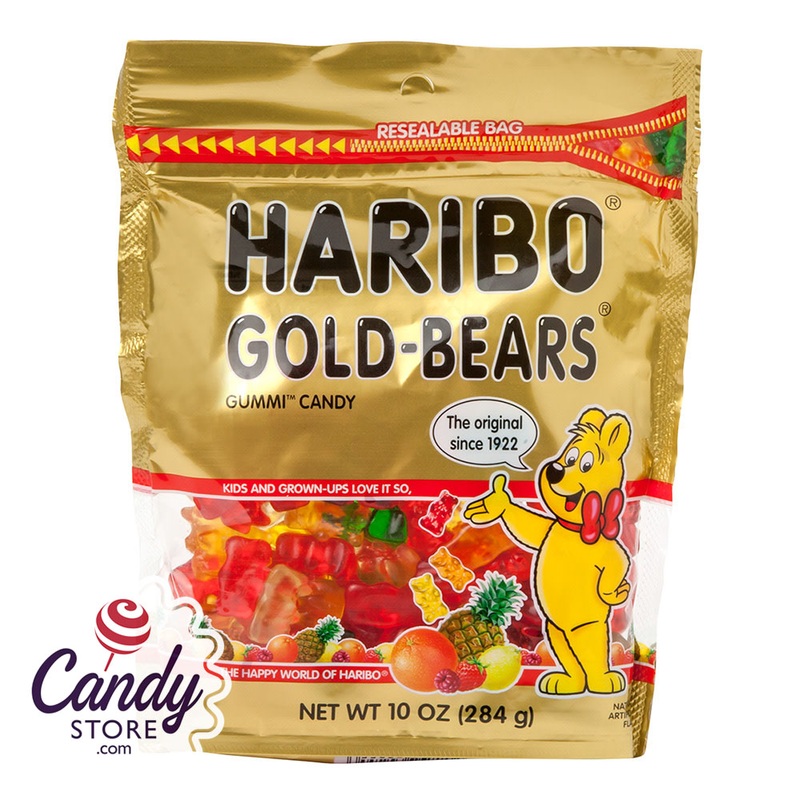 Haribo Gold Bears Gummi Candy 10oz Stand Up Bag – 8ct