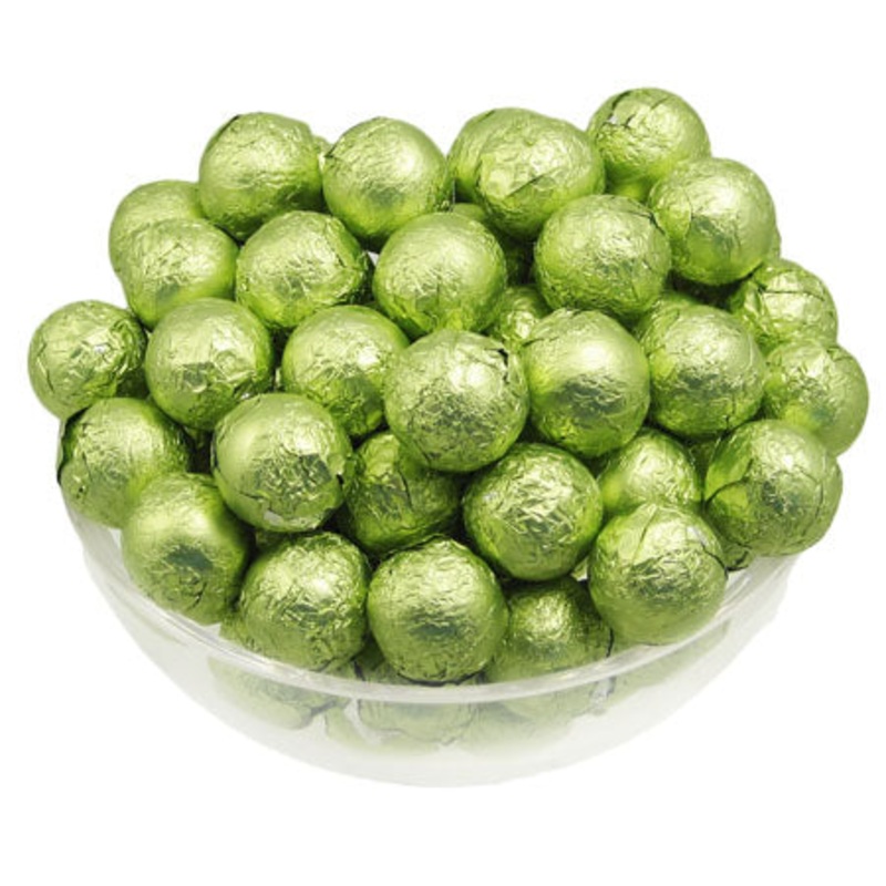 Leaf Green Foil Chocolate Balls – 10lb