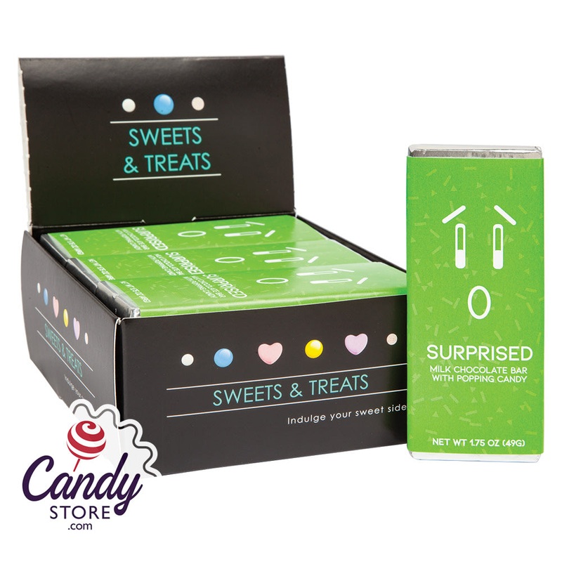 Surprised Face Milk Chocolate Bar with Popping Candy – 24ct