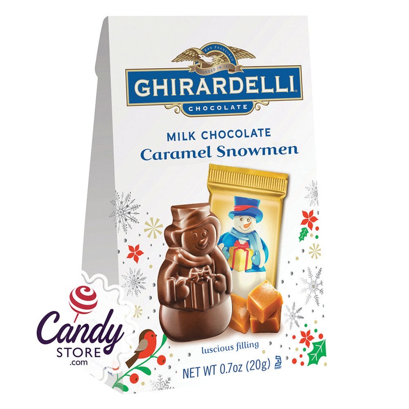 Ghirardelli Milk Chocolate Caramel Snowman 0.69oz Bags – 24ct