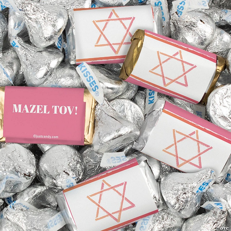 128 Pcs Bat Mitzvah Candy Party Favors Hershey’s Miniatures & Kisses – Mazel Tov
