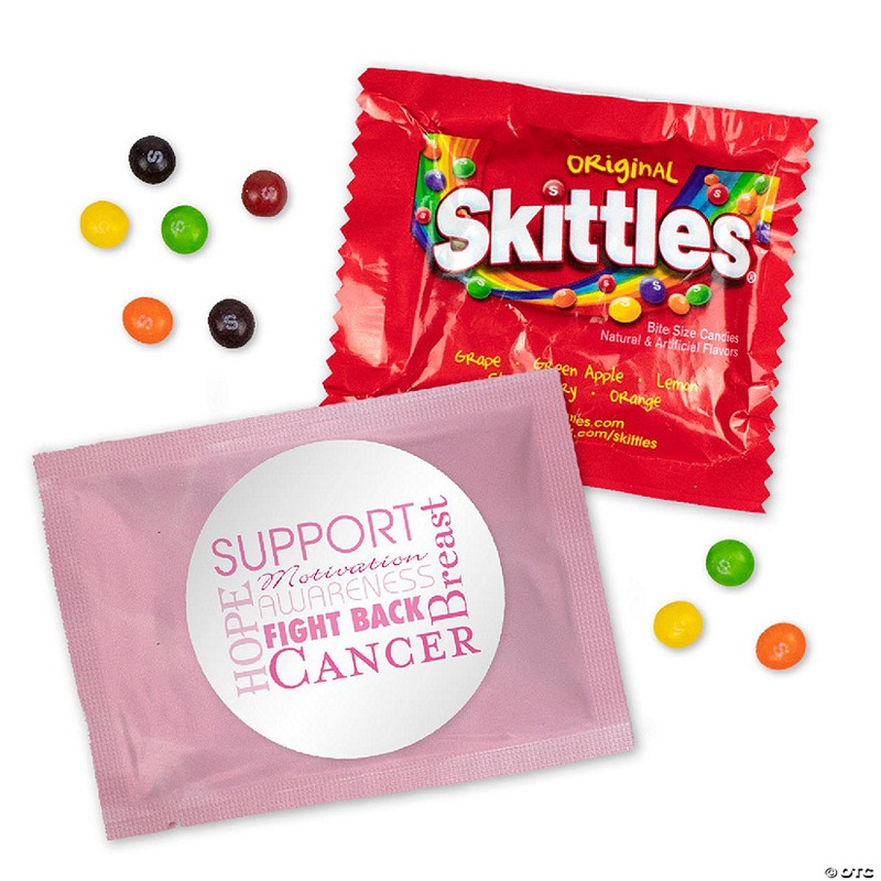 24 Pcs Breast Cancer Awareness Candy Skittles Favor Packs – Word Cloud