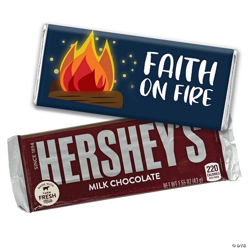 24ct Faith on Fire Vacation Bible School Religious Hershey’s Candy Party Favors Chocolate Bars & Wrappers (24 Pack)