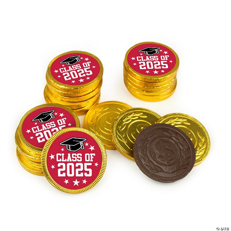 87 Pcs Graduation Candy Party Favors Class of 2025 Chocolate Coins-Red