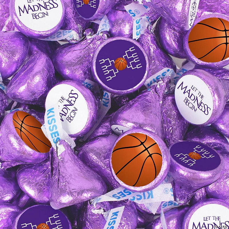 90ct March Madness Stickered Milk Chocolate Kisses – Purple