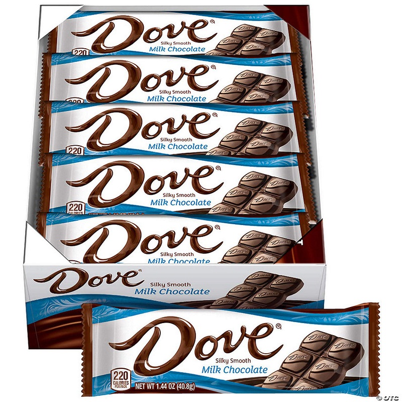DOVE Full Size Milk Chocolate Bars, 1.44 oz, 18 Count