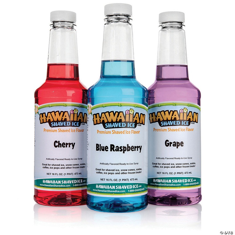 Hawaiian Shaved Ice Snow Cone Syrup, 3 Pint Package, Cherry, Grape, Blue Raspberry