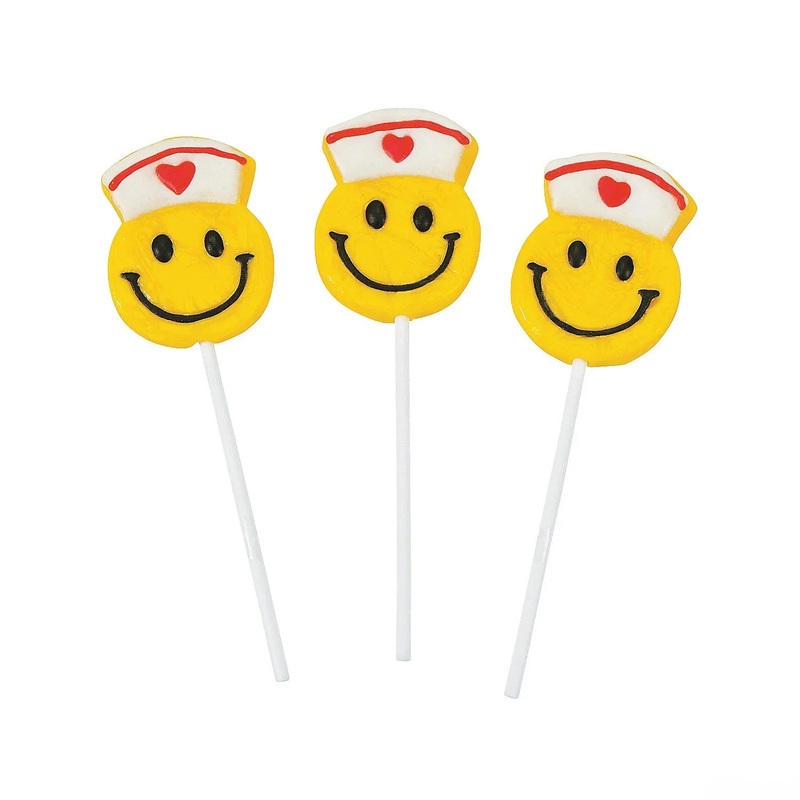 Nurse Happy Face Lollipops: 12-Piece Bag