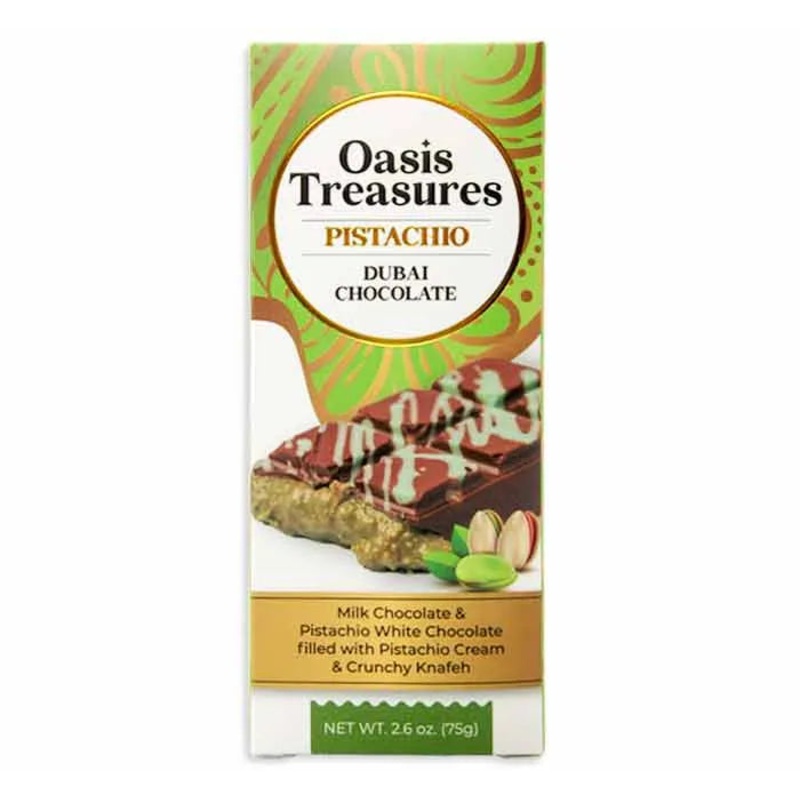 Oasis Treasures Pistachio Dubai Chocolate: 24-Piece Case