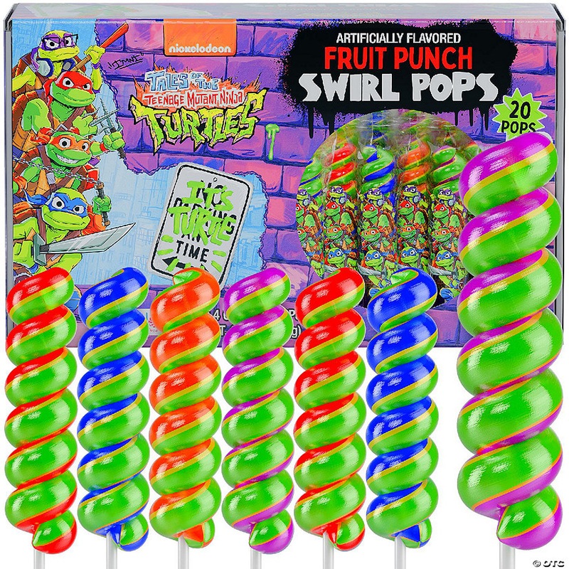Primary Colors Candy 20pk Ninja Turtles Swirl Lollipops TMNT Party Favors & Birthday Candy